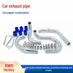 Alumiiniumist intercooleri torustiku komplekt siniste silikoonvoolikutega 97-03 Jetta/Golf 1.8T jaoks Car Exhaust Pipe