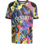 Adidas Originals Archive SS25 AOP Jersey mugav &uuml;mara kaelusega spordi l&uuml;hikeste varrukatega jalgpallis&auml;rk meestele must sidrunkollane roosa KD4800 S