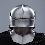 Keskaegne gooti r&uuml;&uuml;tli t&auml;iskiiver K&auml;sit&ouml;&ouml;na valmistatud poleeritud terasest visiiriga kiiver 15. sajand Suletud n&auml;oga kiiver LARP, Cosplay