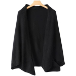 Eriti suur 100% villane sall-r&auml;tik, 130x70cm Naiste talvine salli-keebi-poncho must