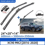 3 tk Volvo XC90 MK2 2016-2020 jaoks 24 +20 +14 Esiosa Tagumine Klaasipuhasti Labad Tuuleklaasi Tuuleklaasi Akna L&otilde;ikuri Tarvikud 2019 2020 must