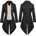 Meeste Keskaegne Smokingjakk Retro Steampunk Peo Renessanss Kost&uuml;&uuml;m Viktoriaanlik Frakk Lava Halloweeni &Uuml;ritus Pikad Jakid XXXL must