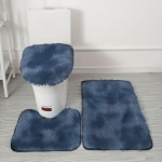 Tie-Dye Siidist ja Villast Vannitoamattide Komplekt: Mustuskindel, libisemiskindel, imav, pl&uuml;&uuml;sist 3-osaline tualettmati komplekt. 50*80cm tumesinine v&auml;rv