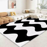 P&otilde;hjamaise stiiliga elutoa vaip Must ja valge Minimalistlik triibuline Kodu kaunistus Magamistoa vaip Kohvilaua alla libisemisvastane pehme matt 60*90cm