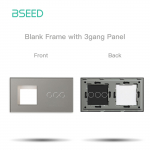 BSEED Pistikupesa raam Plus 1/2/3-pesaline puutetundlik l&uuml;liti klaasist esipaneelid ilma l&uuml;litifunktsioonita alus 157mm valge must EU standard