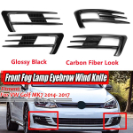 L&auml;ikiv Must/S&uuml;siniku Ilmega Udutulede Iluv&otilde;re Kate Liist VW Golf 7 MK7 2014-2017 Eesmise Kaitseraua Udutulede Kulmutuulel&otilde;ikur Carbon Fiber Look
