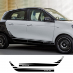 2 tk Auto stiilimine Smart 451 453 Fortwo Forfour Sport Racing Kohandatud kleebised Ukse k&uuml;lgkere liistude dekoratsioonikleebised Vin&uuml;&uuml;l Fortwo