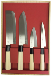 Yakusel Seki Tsubazo Nuga Santoku Nakiri Ko Deba ja Petty Jaapani Noad ja Muud Roostevabad Tooted 30046 4-osaline Komplekt Nuga, Nuga, Nuga,