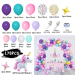 Macaron Konfeti &Uuml;kssarvik Palju &otilde;nne s&uuml;nnip&auml;evaks &Otilde;hupall Garland Poiste T&uuml;drukute Peokaunistused Beebi du&scaron;&scaron; lastele Lateks &otilde;hupallid Kaar 178pcs unicorn