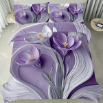 3-osaline voodipesukomplekt Lilla Lilleline 3D-tr&uuml;kiga Hubane Pehme tekikott Kuninglik Kuninganna Kaheinimese Suurus S&uuml;nnip&auml;evakingitus T&auml;iskasvanule Kodu Magamistoa Kaunistus EU Single(135*200cm)3pcs