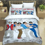 One Directioni rokkb&auml;ndi voodipesukomplekt magamistoa jaoks Pehmed moodsad voodikatted Mugav laste tekikott Tekikate ja padjap&uuml;&uuml;r EU Single(135*200cm)3pcs