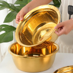 3 in 1 Drain Basket Ginger Grater Kitchen Gadgets Portable Stainless Steel Basin with