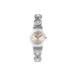 SWATCH Kvartsliikumisega Naiste K&auml;ekell 31,4 mm Kuldne sihverplastist korpus Roostevabast terasest rihm LK375G Silver Strap