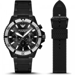 Emporio Armani Ajalooline Kollektsioon Must Metall Meeste Kvarts Kronograaf AR80050 must