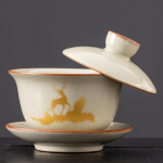 Ru Kiln Gaiwan &Uuml;leujutav Keraamiline Kauss Hiina Kung Fu Gongfu Tee komplekt Majapidamise Teetass Retro Kaas Alustass Tee Tureen Teeanuma Joogianum