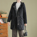 Uus naiste teemant-puuvillane mantel, vaba vabaaja kapuutsiga Parker-&uuml;ler&otilde;ivad, pikk s&uuml;gistalvine naiste soe polsterdatud jope 2XL must