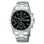 SEIKO SELECTION SBTQ041 Meeste k&auml;ekell Patareitoitega Kvarts Kronograaf Funktsioon Kuup&auml;ev Kalender Must sihver Roostevabast terasest 10 ATM Veekindel
