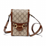 Gucci Horsebit 1955 GG Supreme Mini Crossbody kott, Beež l&otilde;uend Pruun nahk, Unisex Igap&auml;evane ostlemine Reisimine Vertikaalne telefoni vutlar 625615-92TCG-8563 Shopping Bag Set(Basic Set+Shopping Bag)