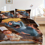 3tk Ratatouille'i filmiplakati tekikottide komplekt Pehme ja mugav Magamistoa, k&uuml;lalistetoa ja &uuml;hiselamu sisustus Voodipesukomplekt Q074 135x200cm