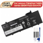 Laetav liitiumaku Lenovo ThinkPad T480S seeriale SB10K97620 SB10K97622 01AV478 01AV479 01AV480 L17L3P71 L17M3P72 S&uuml;learvuti aku 4708mAh