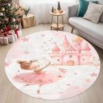 Baleriinist printsess &uuml;mmargune vaipmat Dreamy & Enchanting kodu kaunistus roosa-valge tooniga laste toa m&auml;ngutoa jaoks 120cmx120cm gray