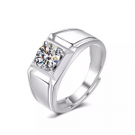 925 Sterling H&otilde;be Moissaniidi S&otilde;rmus Meeste Nelja-K&auml;pa Meeste S&otilde;rmus 1 Karaat Avatud S&otilde;rmus Lihtne S&otilde;rmus Igap&auml;evane Pidu Ehted Kingitused adjustable open band