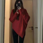 Mood Ebakorrap&auml;rane K&otilde;rge Kaelusega Pullover Kampsun Naiste 2025 S&uuml;gis ja Talv Uus Elegantne Vabaaja Kudumistopp &Otilde;rn Pikkade Varrukatega Kontorir&otilde;ivad One Size punane