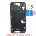 iPhone 15 keskmine raam koos helitugevuse ja toitenuppude flex-kaabliga, k&uuml;lgmiste nuppude &scaron;assii remondiosad SIM roheline