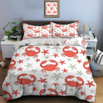 Multikaj&auml;&auml;hvide ja merit&auml;htede mustriga voodipesukomplekt lastele Luksuslik kingitus 3 tk Digitaaltr&uuml;kiga tekikomplekt Pehme mugav hingav (as the picture,EU Twin 135X200cm&set)