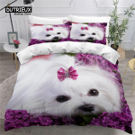 Armas malta koer tekikottide komplekt Lemmikloomakoerad teema voodipesu komplekt Mikrokiud Kawaii looma tekkikate &Uuml;heinimese King Suur Lastele Teismelistele 155x215cm 3pcs