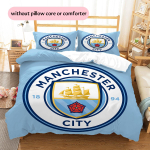 Manchester City FC Muster Voodipesu Kodukaunistus S&uuml;nnip&auml;evakingitus (1 * tekikott + 2 * padjap&uuml;&uuml;ri, ilma s&uuml;damikuta) 140x200cm blue