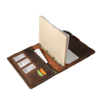 Kohandatud A4 suurus Vintage Retro Crazy Horse Ehtne Nahk Elastne Planeerija M&auml;rkmiku Kate 4-r&otilde;ngas Sideaine P&auml;eviku Korraldaja Kingituseks (Coffee,96 Pages&24.5x32.3x2.5 cm) kohv