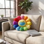 Kawaii P&auml;evalill T&auml;idisega Padi Nukk Lilled Armas Naeratus Vikerkaar P&auml;evalill Dekoratiivne Padi Pl&uuml;&uuml;sist M&auml;nguasi Kontori Seljatoe Padi Kingitus 40cm-15inch