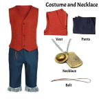 Monkey D Luffy Cosplay Kost&uuml;&uuml;m Meestele T&auml;iskasvanud Anime Komplekt Halloweeni Peoks Punane Vest L&uuml;hikesed P&uuml;ksid Strohm&uuml;ts K&ouml;ie Komplekt S red