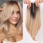 14-tolline ombr&eacute;-blond kihiline juusetopper tukkidega naistele s&uuml;nteetilisest juuksest &Scaron;veitsi alusega 3 klambriga h&otilde;renevatele juustele 14inches white