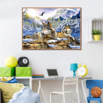 Teemantmaal Tikand Lumehundi n&auml;put&ouml;&ouml; Kingitus T&auml;ielik teemantmosaiikristpiste 20X30CM