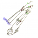 NOA [G0548] - Sautoir Cr&eacute;ateur 'Nuit Etoil&eacute;e' vert argent&eacute; roheline