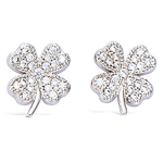 Les Tr&eacute;sors De Lily [L7679] &ndash; h&otilde;bedased 'Clover' h&otilde;bedased k&otilde;rvar&otilde;ngad (roodiumiga kaetud) &ndash; 10x8 mm valge