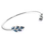 Les Tr&eacute;sors De Lily [N9243] - Bracelet argent ouvert 'Navajos' turquoise argent&eacute; (rhodi&eacute;) sinine