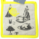 Les Tr&eacute;sors De Lily [L4242] - Manique coton 'Belle Epoque' taupe jaune - 20x20 cm beež