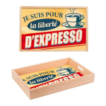 Les Tr&eacute;sors De Lily [Q0683] - Puidust kandik  Olen espresso vabaduse poolt  kollane punane beež - 35x23x4. 5 kollane