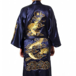 Siidist pidžaama hommikumantel tikandid Dragon Kimono vannikleit magamisriided &ouml;&ouml;s&auml;rk pidžaama L