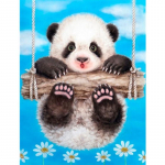 T&auml;ielik 5D Teemantmaaling Panda Tikand Ristpistes Kodukaunistus K&auml;sitsi valmistatud kingitus 25x30cm