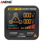 ANENG AC11 pistikupesa tester elektrilise lekkedetektori LCD-ekraani maandusjuhe nulljoone pingestatud juhe US Plug must