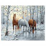 5D Teemantmaaling Lumivalge Hobune Teemanttikandid Ristpistes Kodukaunistus K&auml;sitsi valmistatud kingitused Round 20x30cm