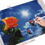 Teemanttikandid roos t&auml;isruudukujuline uus saabumine 3D DIY teemantmaal Maastik mere&auml;&auml;rne pilt kivist seinakunstist Full Round (20X30CM)