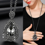 Mood Waterdrop Grey Crystal kaelakee Luksuslik pika ketiga kaelakeed ja ripatsid naistele Naiste Collier Femme peoehted 2021 must
