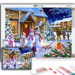 Teemanttikandid j&otilde;ulupuu J&otilde;uluvana lumememm 5D DIY Teemantmaal Ristpistes Rhinestone Full Round 20X30CM