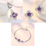 ANENJERY luksuslik pulmakee k&auml;ev&otilde;ru k&otilde;rvar&otilde;ngakomplektid Forever Love Twist Flower tsirkoonist pruudi ehtekomplektid