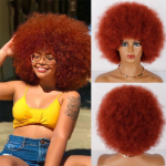 MERISIHAIR L&uuml;hikesed Afro Puff lokkis parukad Oranžpunased naturaalsest s&uuml;nteetilisest kiust parukas afroameerika naistele igap&auml;evaseks kandmiseks